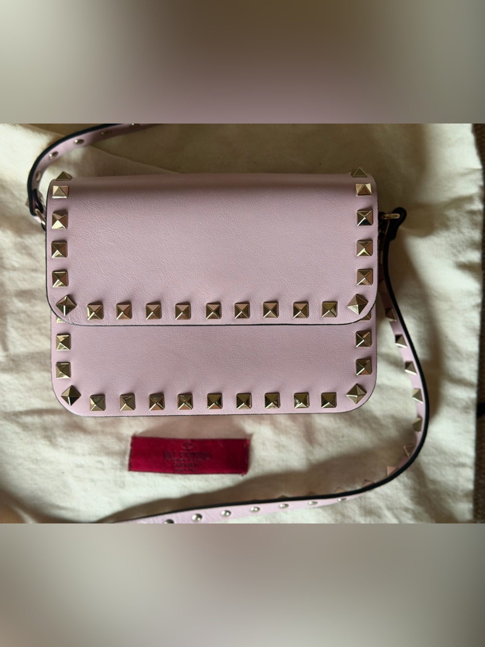 Valentino Rockstud Light Mauve Gold Crossbody Bag